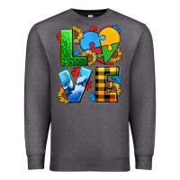 Charcoal Heather love with heart sunflower Premium Sweatshirt - AdoDesignShop