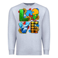 Heather Grey love with heart sunflower Premium Sweatshirt - AdoDesignShop