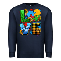Navy love with heart sunflower Premium Sweatshirt - AdoDesignShop