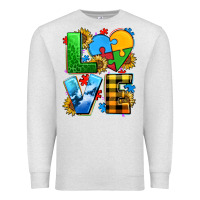 Oatmeal Heather love with heart sunflower Premium Sweatshirt - AdoDesignShop