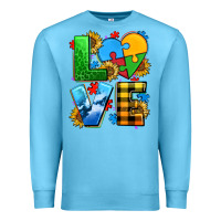 Ocean Blue love with heart sunflower Premium Sweatshirt - AdoDesignShop