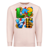 Pale Pink love with heart sunflower Premium Sweatshirt - AdoDesignShop