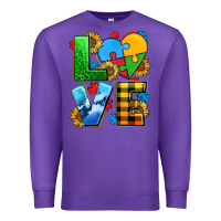 Purple love with heart sunflower Premium Sweatshirt - AdoDesignShop