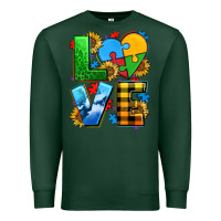 Sports Green love with heart sunflower Premium Sweatshirt - AdoDesignShop
