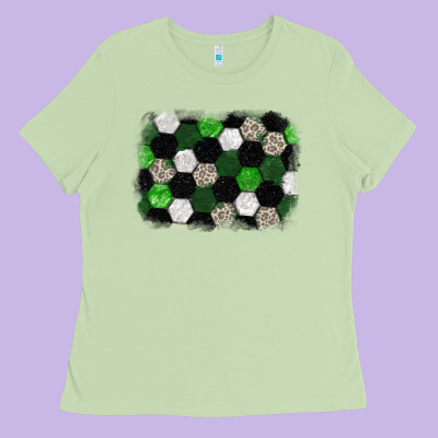 Soccer Leopard Glitter Background Ladies Tee Designed By Howdyjamesfarm