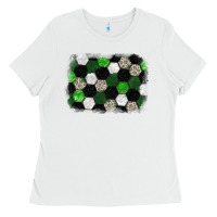 White Soccer leopard glitter background Ladies Tee - HowdyJamesFarm