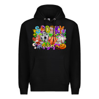 Black Spooky Vibes Ghost Premium Hoodie - CowhideDigitalArt