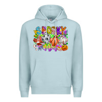 Blue Mist Spooky Vibes Ghost Premium Hoodie - CowhideDigitalArt