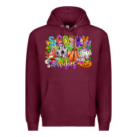 Burgundy Spooky Vibes Ghost Premium Hoodie - CowhideDigitalArt