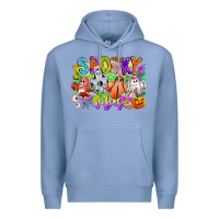 Colony Blue Spooky Vibes Ghost Premium Hoodie - CowhideDigitalArt