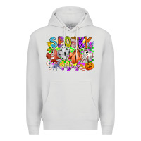 Dove Grey Spooky Vibes Ghost Premium Hoodie - CowhideDigitalArt