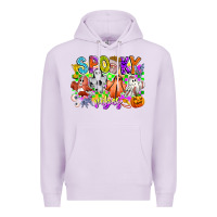 Lilac Spooky Vibes Ghost Premium Hoodie - CowhideDigitalArt