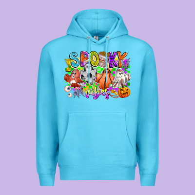 Spooky Vibes Ghost Premium Hoodie Designed By Cowhidedigitalart