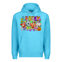 Ocean Blue Spooky Vibes Ghost Premium Hoodie - CowhideDigitalArt