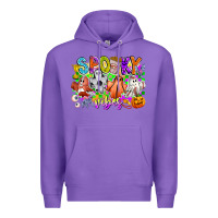 Purple Spooky Vibes Ghost Premium Hoodie - CowhideDigitalArt