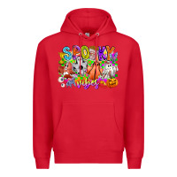 Red Spooky Vibes Ghost Premium Hoodie - CowhideDigitalArt