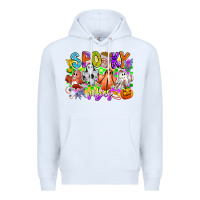 White Spooky Vibes Ghost Premium Hoodie - CowhideDigitalArt