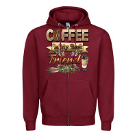 Burgundy coffee is my best friend Zipper Hoodie - BarkalooDesign