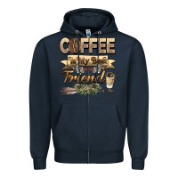 Navy coffee is my best friend Zipper Hoodie - BarkalooDesign
