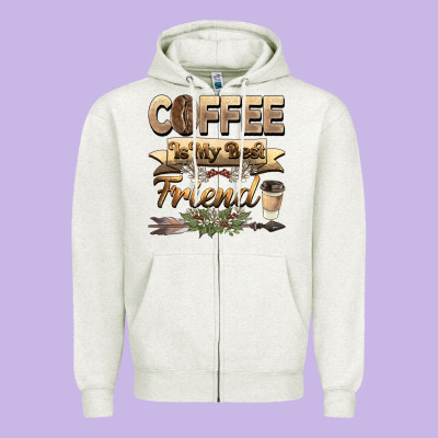 Coffee Is My Best Friend Zipper Hoodie Designed By Barkaloodesign
