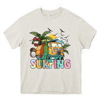 Cream Let's go surfing Heavy Core Tee - NancyCooperArtShop