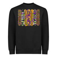 Black mardi gras fleur de lis cowhide serape leopard glitter brushstrokes Heavyweight Sweatshirt - Artiststas