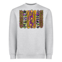 Heather Grey mardi gras fleur de lis cowhide serape leopard glitter brushstrokes Heavyweight Sweatshirt - Artiststas