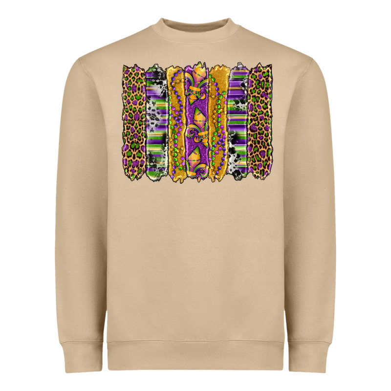 Mardi Gras Fleur De Lis Cowhide Serape Leopard Glitter Brushstrokes Heavyweight Sweatshirt by Artiststas | Teevron