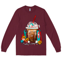 Burgundy Dentist Frappe Coffee Long Sleeve Tee - FaDigitalArtStudio