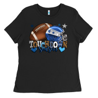 Touchdown Season American Football Blue Team Color Ladies Tee | Teevron