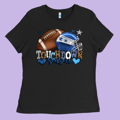 Touchdown Season American Football Blue Team Color Ladies Tee Designed By Howdyjamesfarm