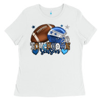 White Touchdown season American Football blue team color Ladies Tee - HowdyJamesFarm