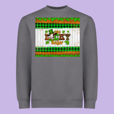 St Patricks One Lucky Heifer Heavyweight Sweatshirt Designed By Artiststas