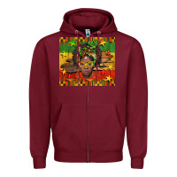 Burgundy juneteenth black women  tumbler Zipper Hoodie - BarkalooDesign