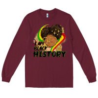 Burgundy I am black history Long Sleeve Tee - FaDigitalArtStudio