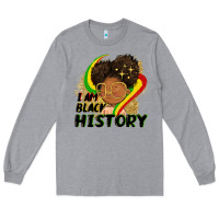 Heather Grey I am black history Long Sleeve Tee - FaDigitalArtStudio