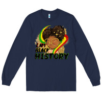 Navy I am black history Long Sleeve Tee - FaDigitalArtStudio