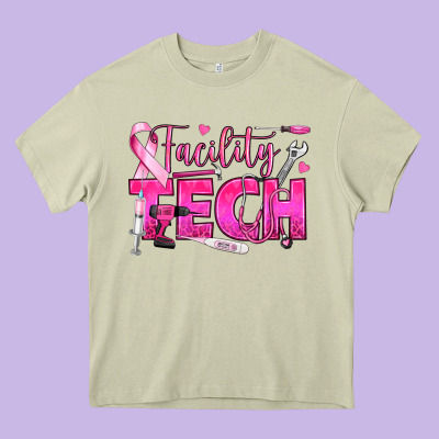 Breast Cancer Facility Tech Heavy Core Tee Designed By Texasbilliewilder