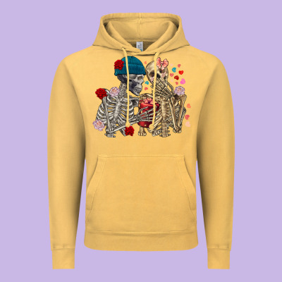 Skeleton Couple Valentine's Day Vintage Hoodie Designed By Fadigitalartstudio