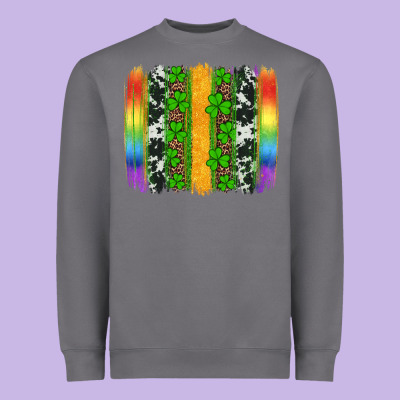 St Patricks Day Rainbow Brushstroke Heavyweight Sweatshirt Designed By Artiststas