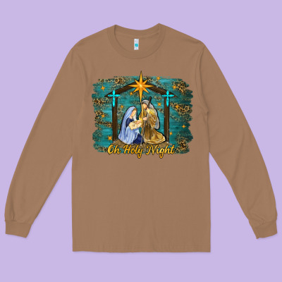 Oh Holy Night Western Long Sleeve Tee Designed By Ranaportraitstore