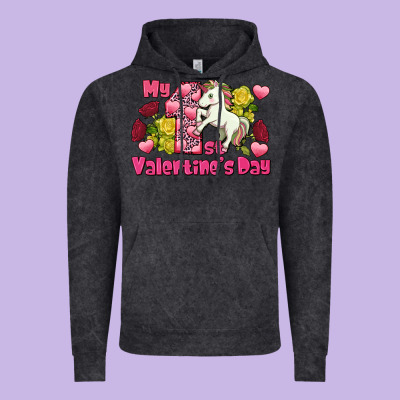 My First Valentine's Day Unicorn Vintage Hoodie Designed By Fadigitalartstudio