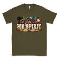 Army Green Small town big spirit Baseball Classic Tee - HowdyJamesFarm