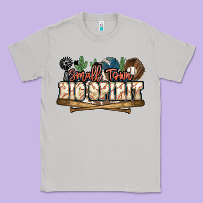 Small Town Big Spirit Baseball Classic Tee Designed By Howdyjamesfarm