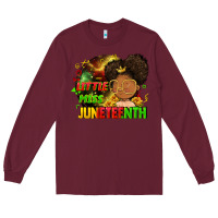 Burgundy Little miss Juneteenth Long Sleeve Tee - FaDigitalArtStudio