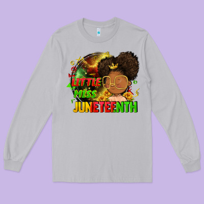 Little Miss Juneteenth Long Sleeve Tee Designed By Fadigitalartstudio