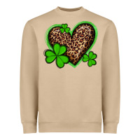 Mushroom st patricks day leopard heart with shamrocks Heavyweight Sweatshirt - Artiststas