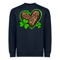 Navy st patricks day leopard heart with shamrocks Heavyweight Sweatshirt - Artiststas