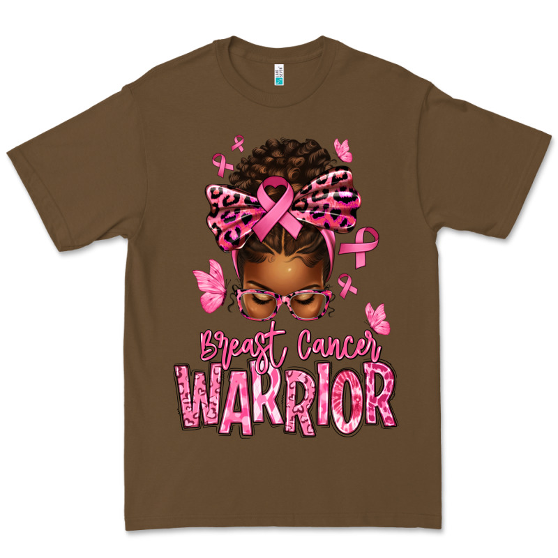 Brest Cancer Warrior Afro Messy Bun Premium Tee by texasbilliewilder | Teevron