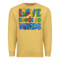 Antique Gold love needs no words autism Premium Sweatshirt - AdoDesignShop